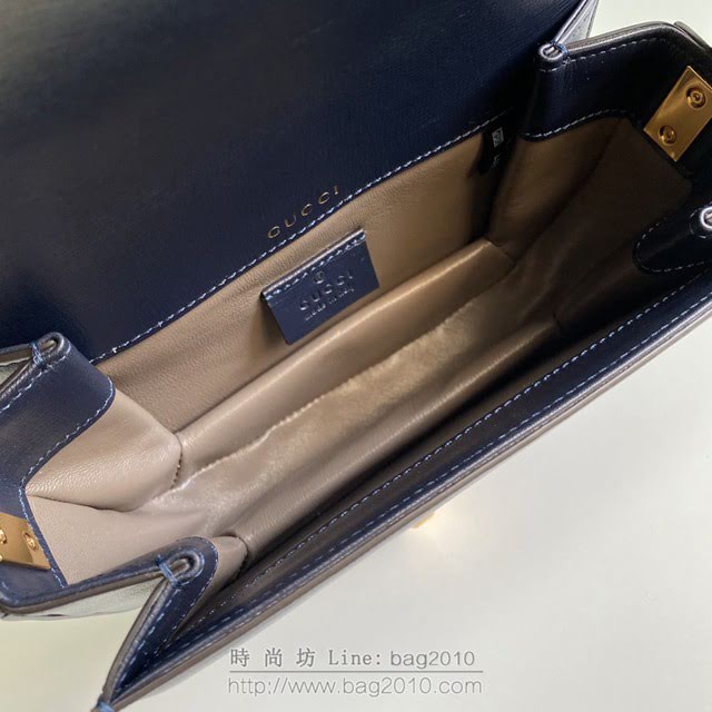 Gucci古馳包包 G家新款女包 款號:615965 Sylvie 1969系列迷你肩背包 古奇寶藍色織紋皮小斜挎包  gdj1356